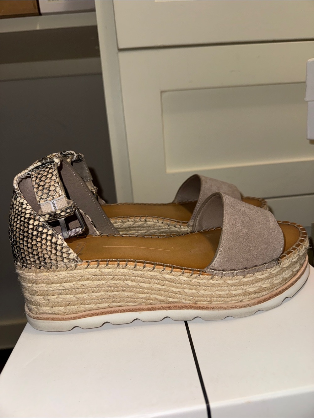 Dolce Vita Larita Neutral Taupe Espadrille Platform Sandals